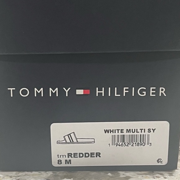 NIB Tommy Hilfiger Mens 8 Redder Flag Logo Pool Slide Sandals Red White Blue USA - Picture 10 of 11